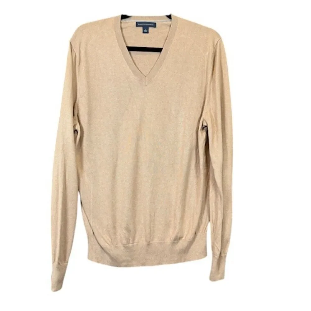 Banana Republic Silk Cashmere V-Neck Men's Sweater Camel‎ Tan Size Large